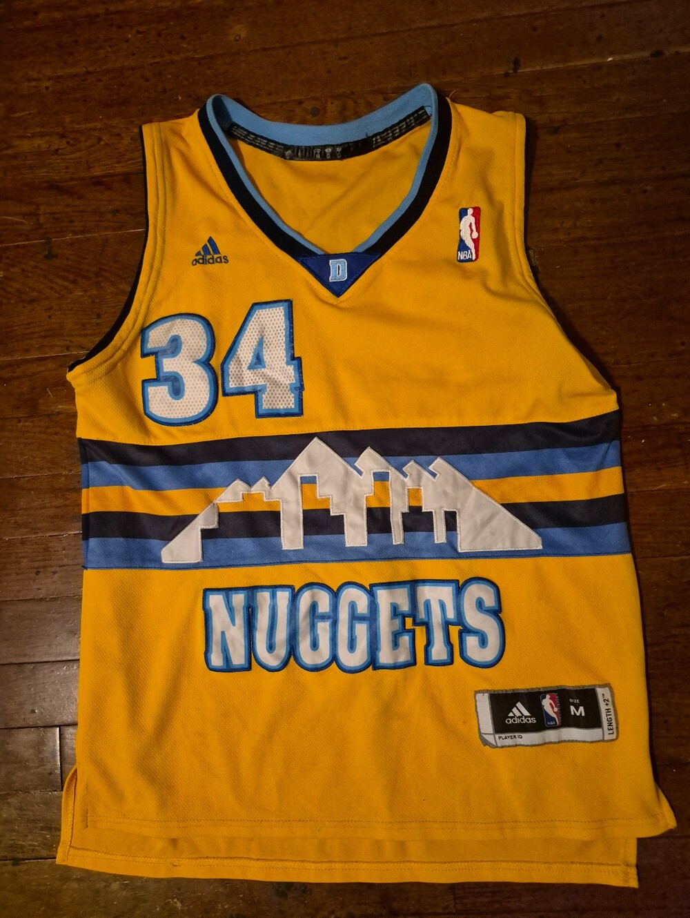 Denver Nuggets JaVale McGee Mens Sz Medium Yellow Adidas Basketball Jersey